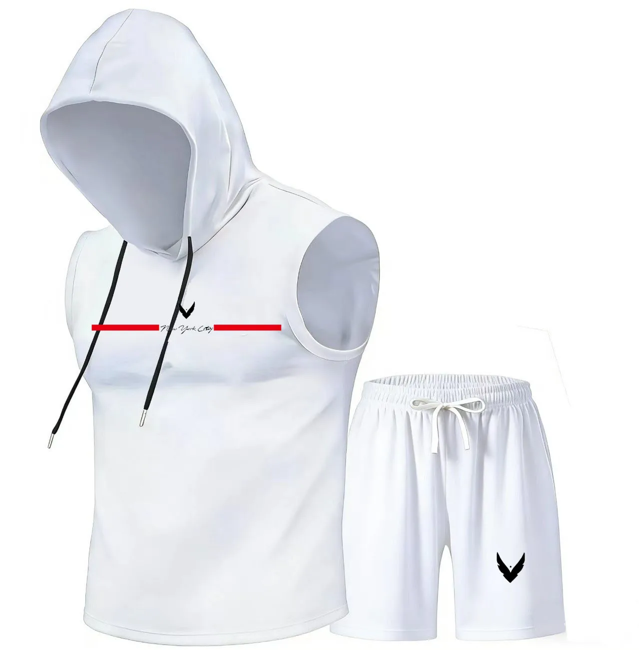 Home Gym Usa - Men's hooded vest set sleeveless hooded