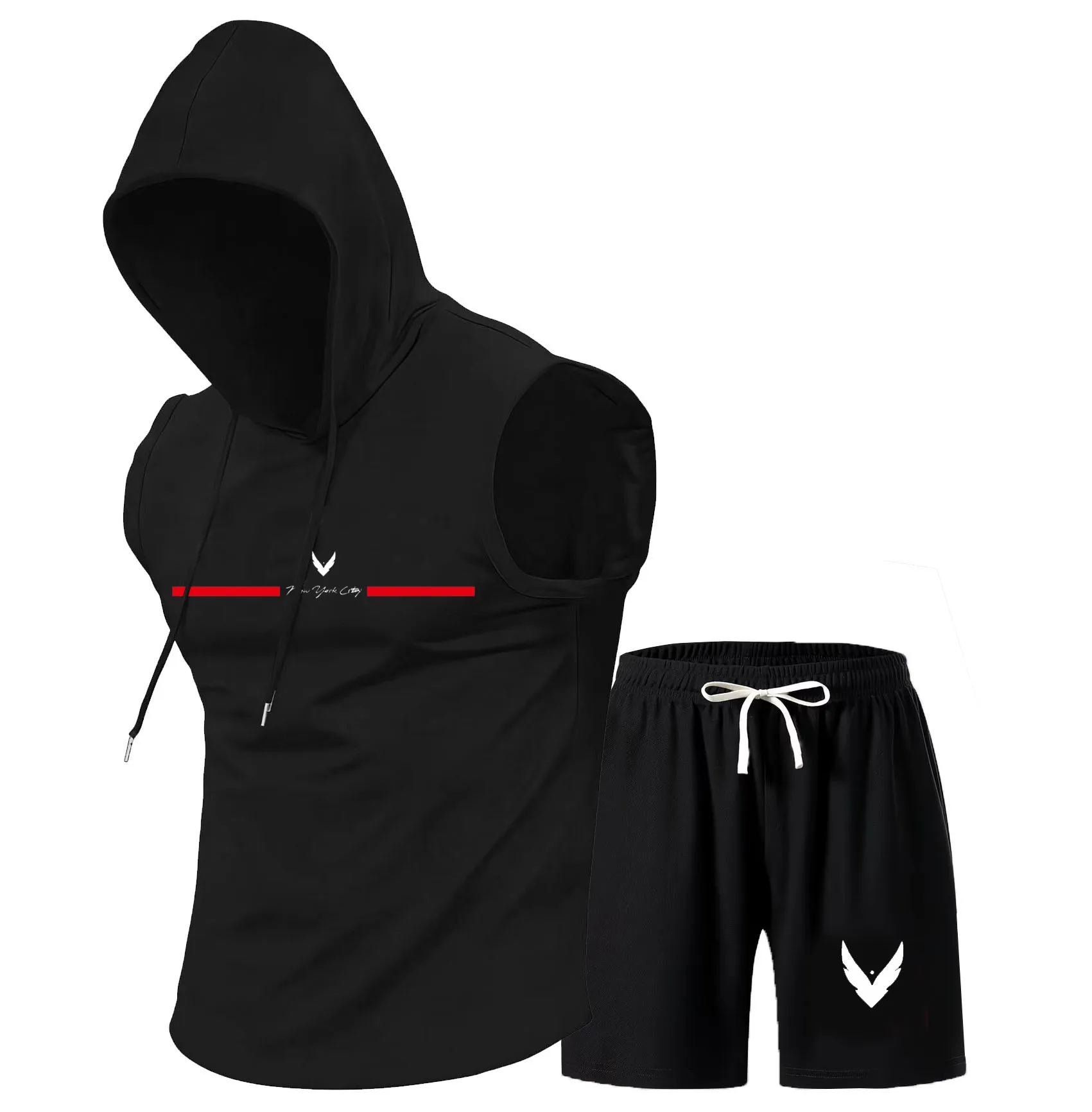 Men's hooded vest set sleevele - Home Gym Usa avis et prix